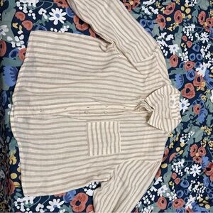 Maurices Beige and White Striped Shirt